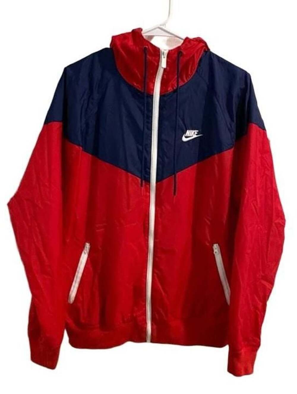 Nike Windrunner Jacket Red Blue Full Zip Hooded Windbreaker